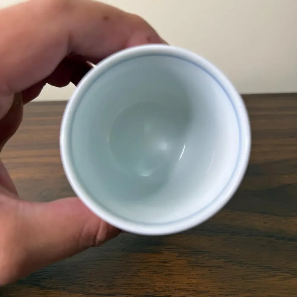 Vintage Japanese Bamboo Tea Cup Blue and White